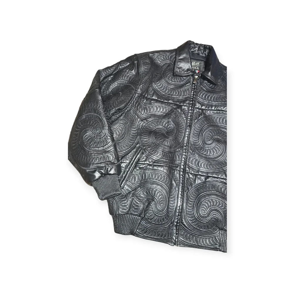Max USA Italian Leather Embroiderd Jacket